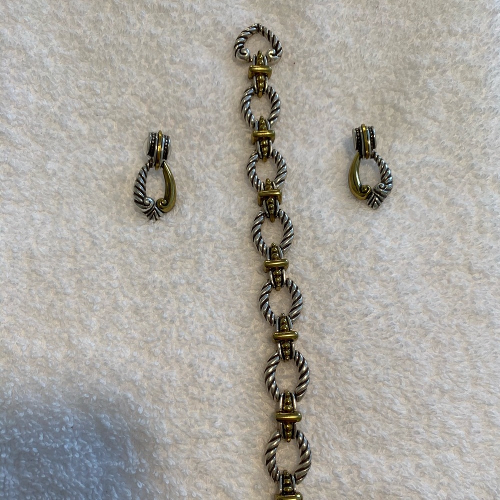 Brighton earring and bracelet two toned set